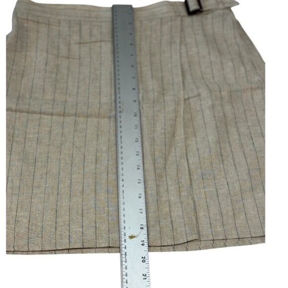 Max Studio Skirt Women's Size Large Tan Linen Cotton Mini Length Faux Wrap - Picture 4 of 10